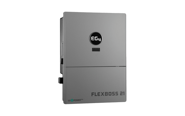 EG4 FlexBOSS21 hybrid solar inverter, right tilt view