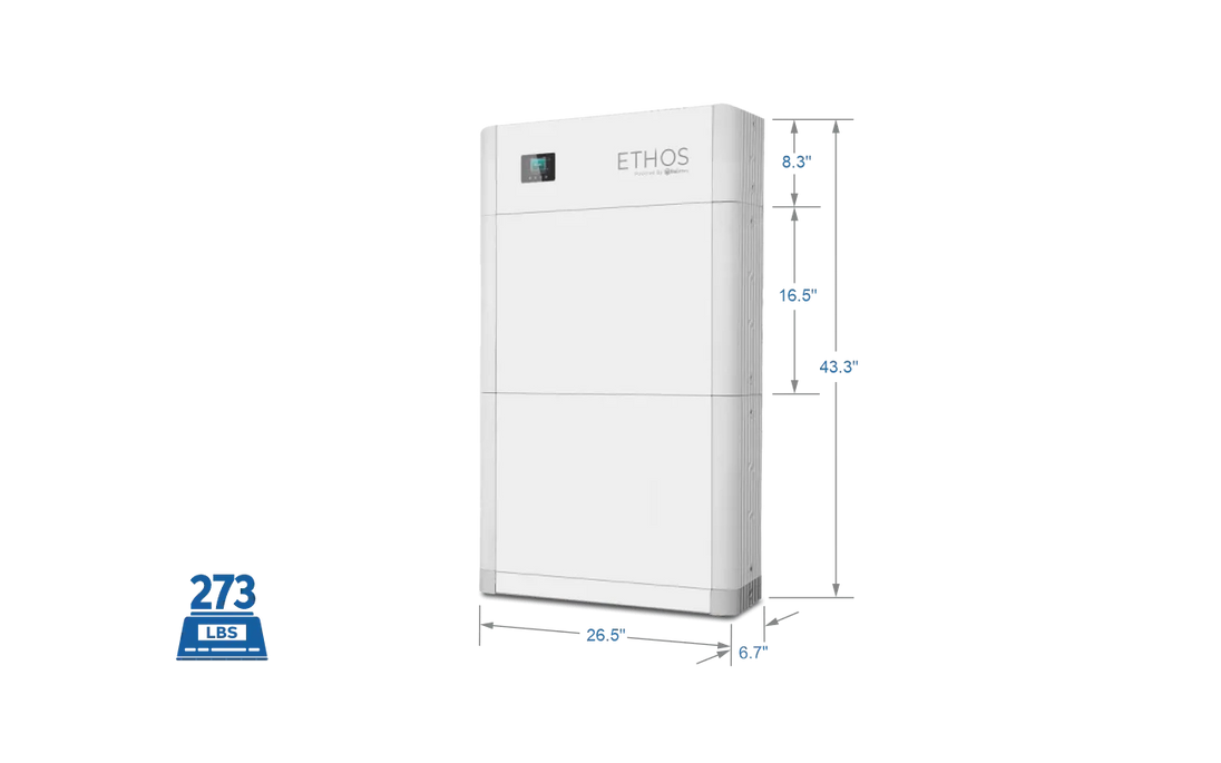 BigBattery ETHOS battery stack with dimensions