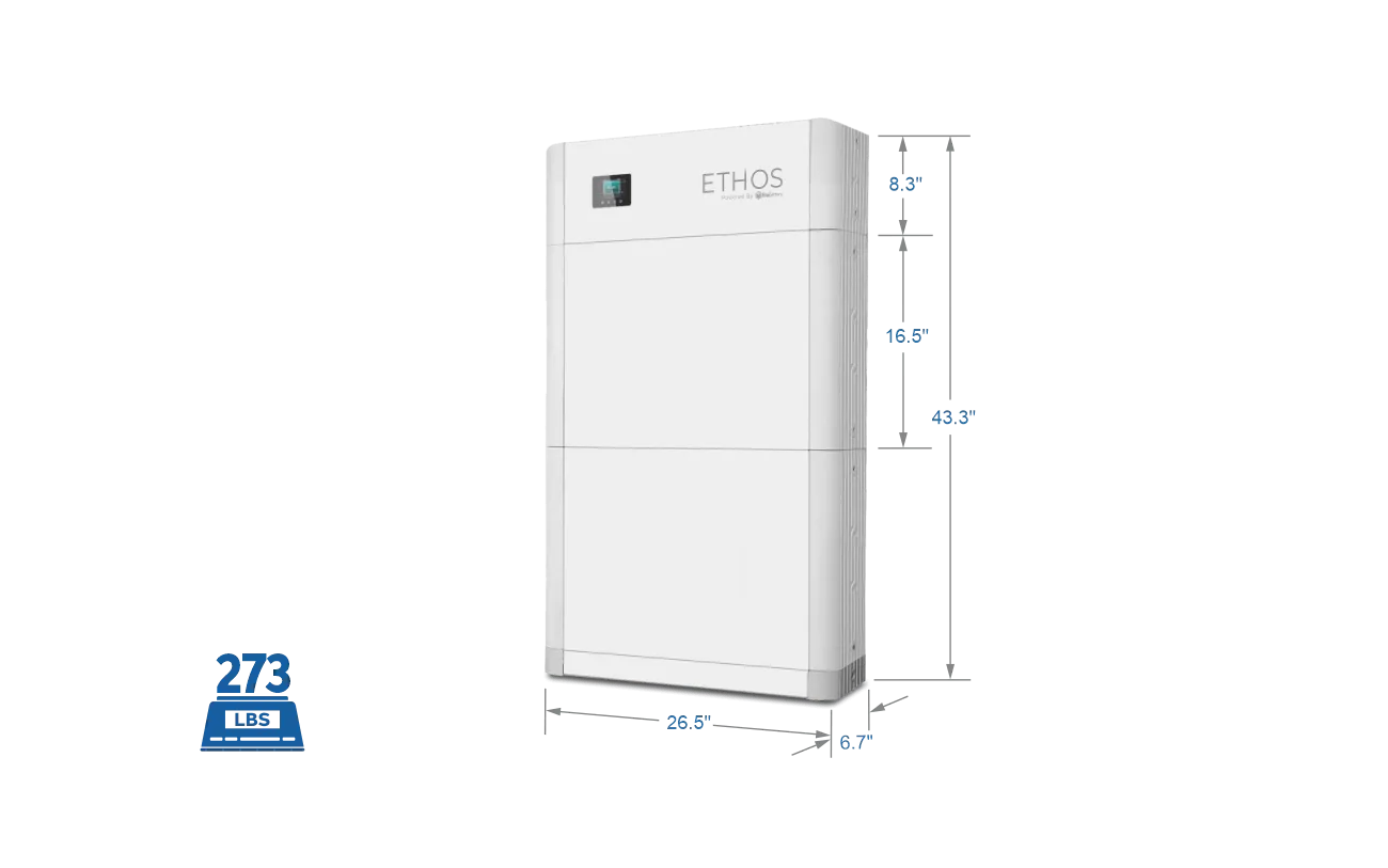 BigBattery ETHOS battery stack with dimensions
