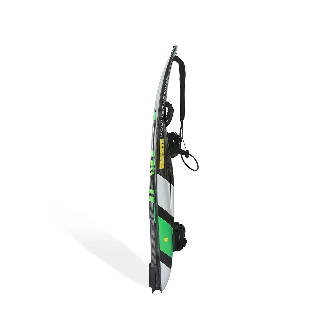 EWAVE V2-6000 carbon fiber jetboard, side view with pull cord handle