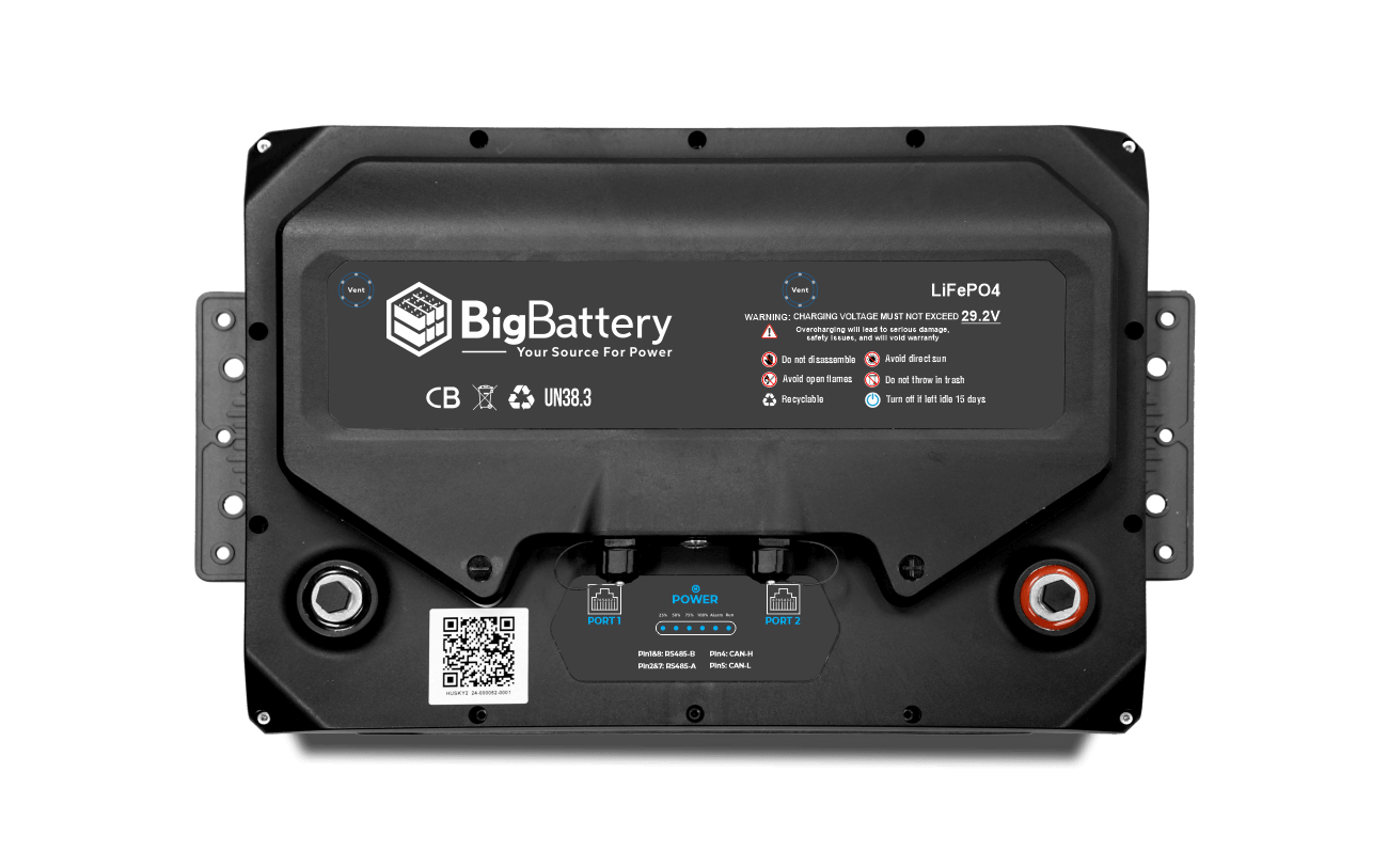 BigBattery 24V HUSKY 2 INV lithium battery, top view