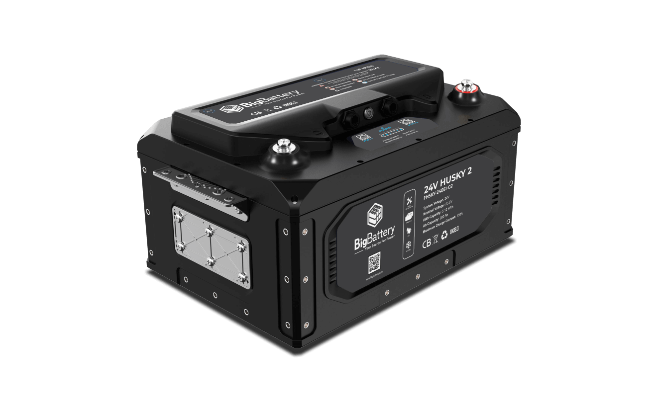 BigBattery 24V HUSKY 2 INV lithium battery, left side view