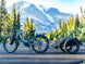 Himiway D5 2.0 Camo e-bike and trailer in front of snow-capped mountains