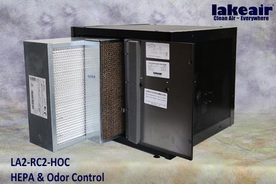 LakeAir LA2-RC2-HOC commercial air purifier with service door open