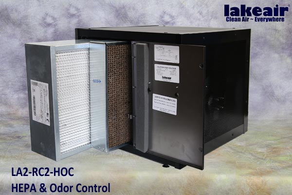 LakeAir LA2-RC2-HOC commercial air purifier with service door open