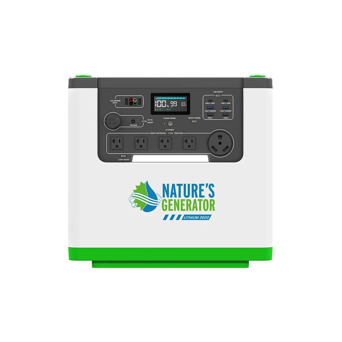 Nature's Generator L3600 expandable power station, front view