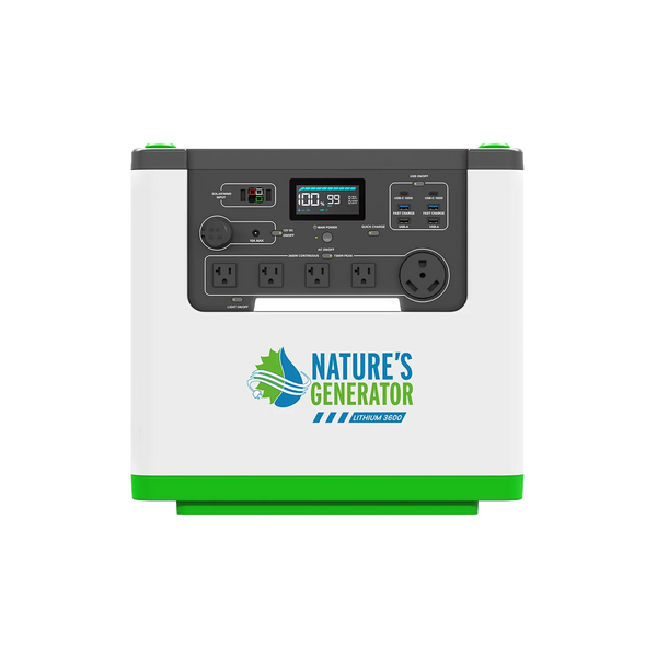 Nature's Generator L3600 expandable power station, front view