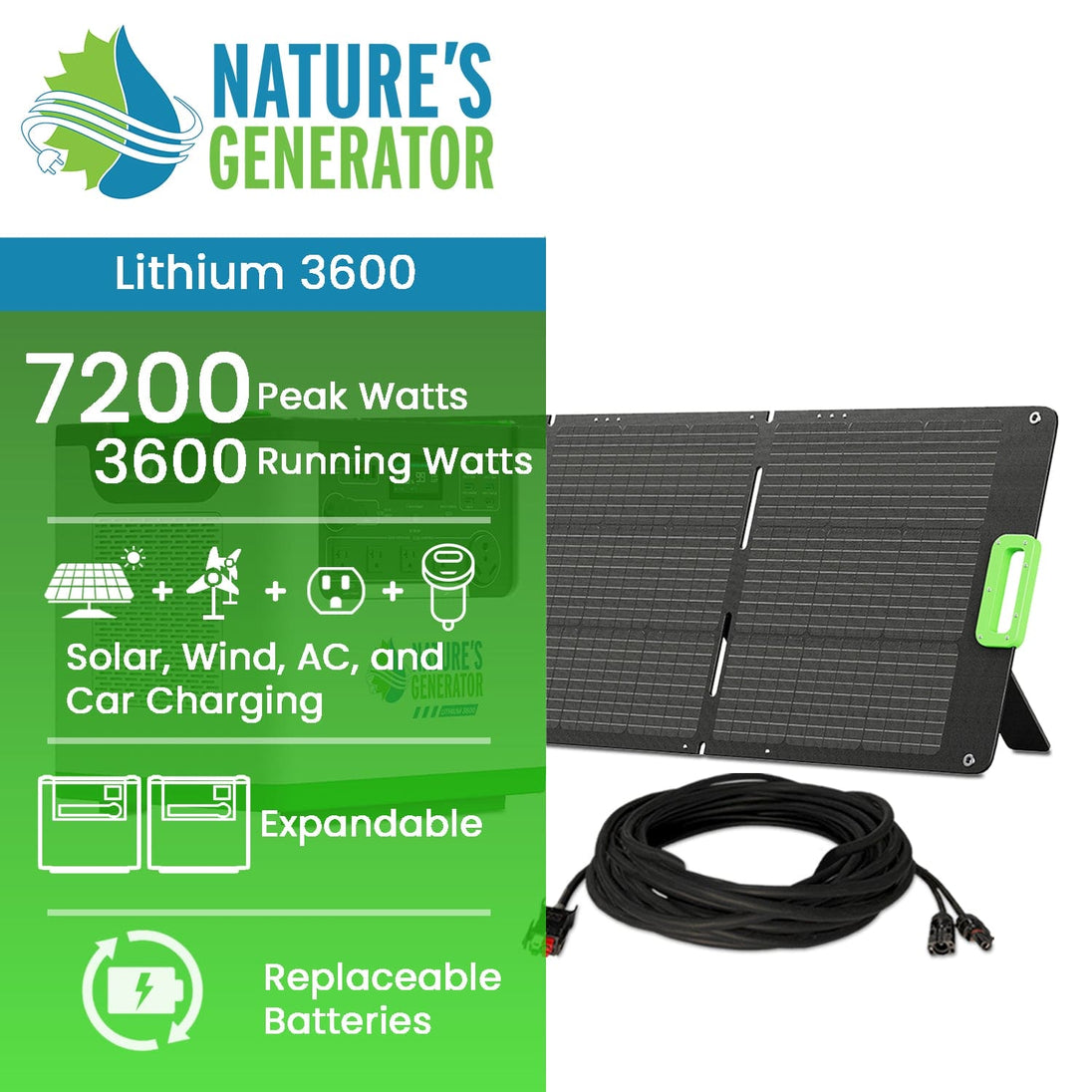 L3600 with a 200W folding solar panel