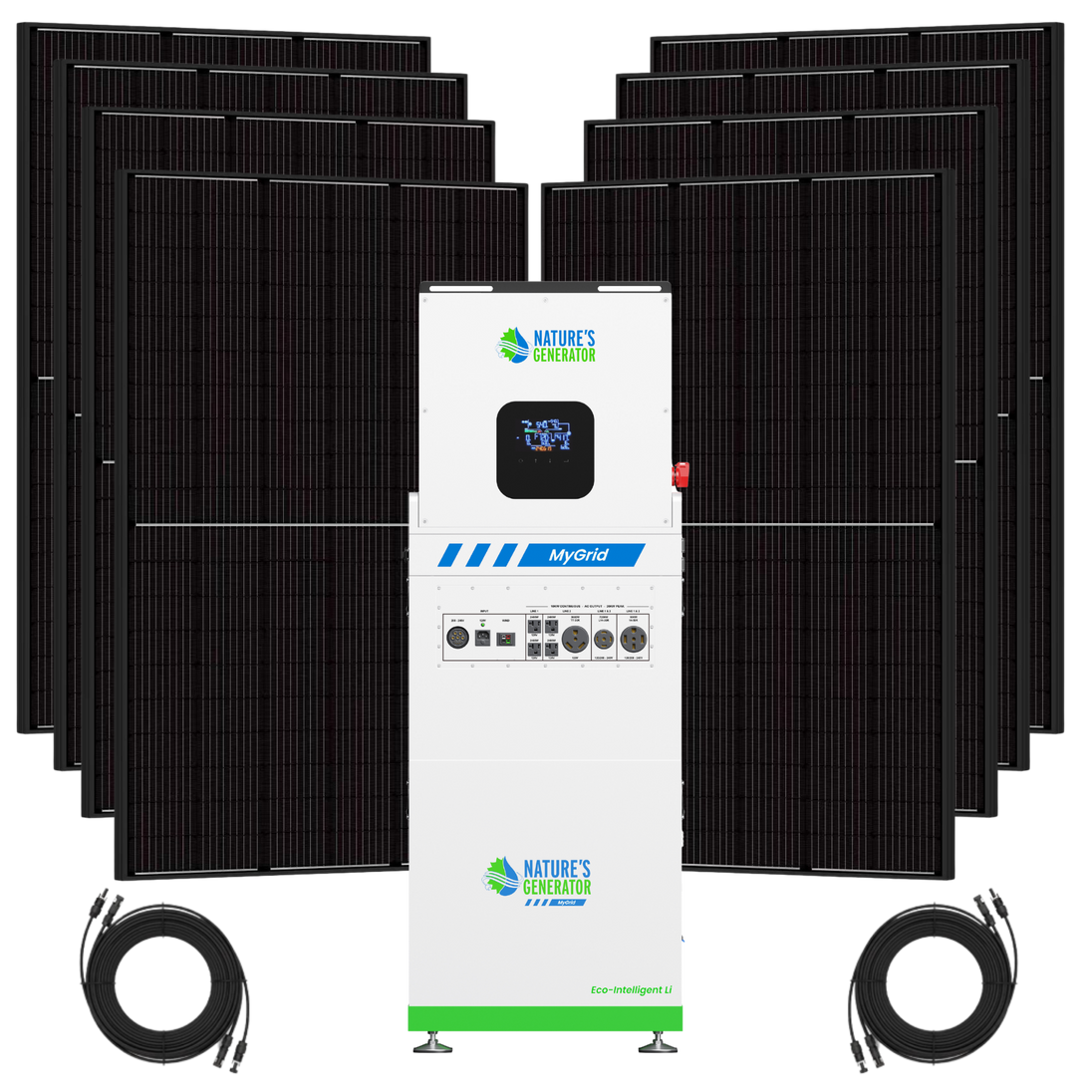 MyGrid 10K Gen 2 solar generator package with eight 440W rigid bifacial panels