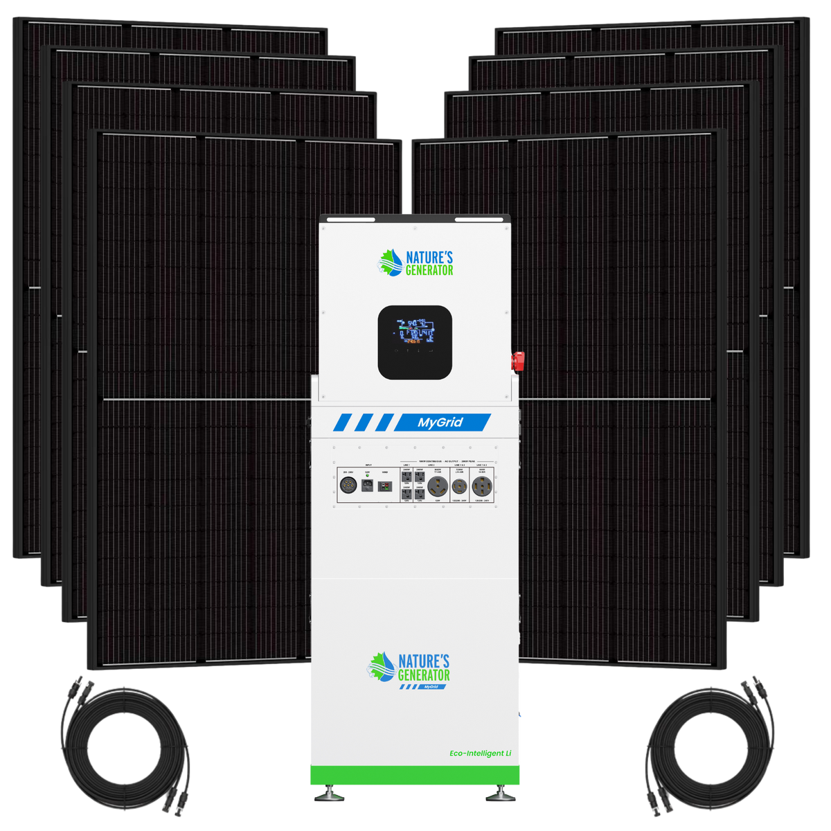 MyGrid 10K Gen 2 solar generator package with eight 440W rigid bifacial panels