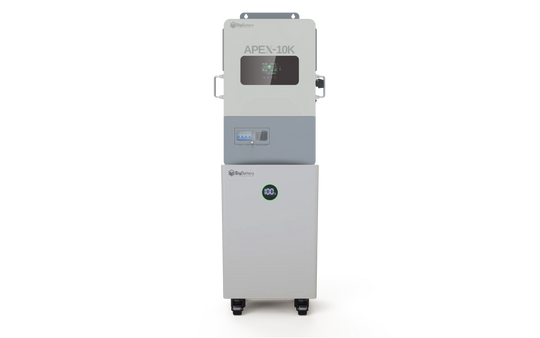 BigBattery NEXUS 48V 15 kWh LiFePO4 battery paired with APEX 10K off-grid inverter
