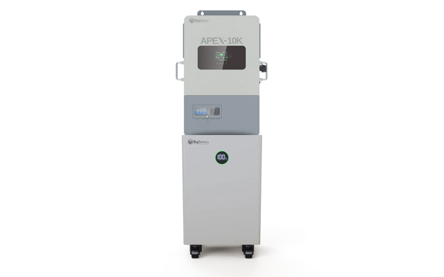 BigBattery NEXUS 48V 15 kWh LiFePO4 battery paired with APEX 10K off-grid inverter