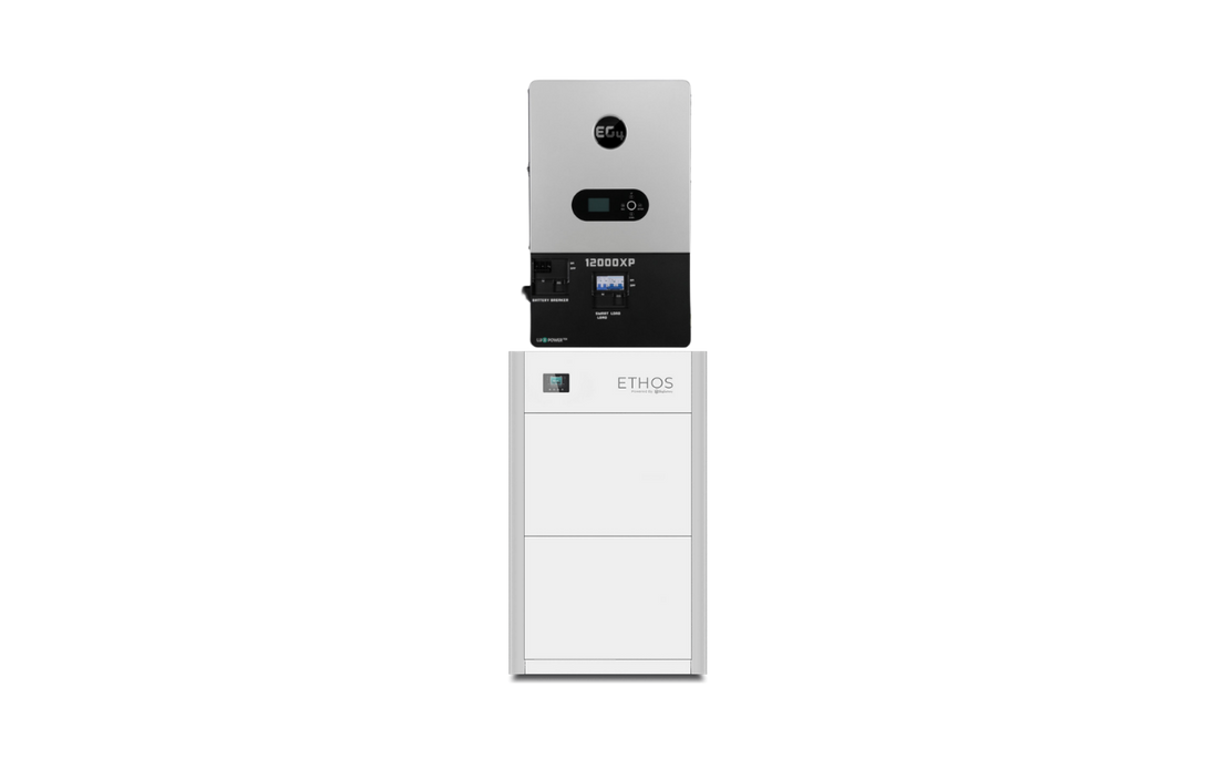 BigBattery ETHOS battery stack with EG4 12000XP V2 off-grid inverter