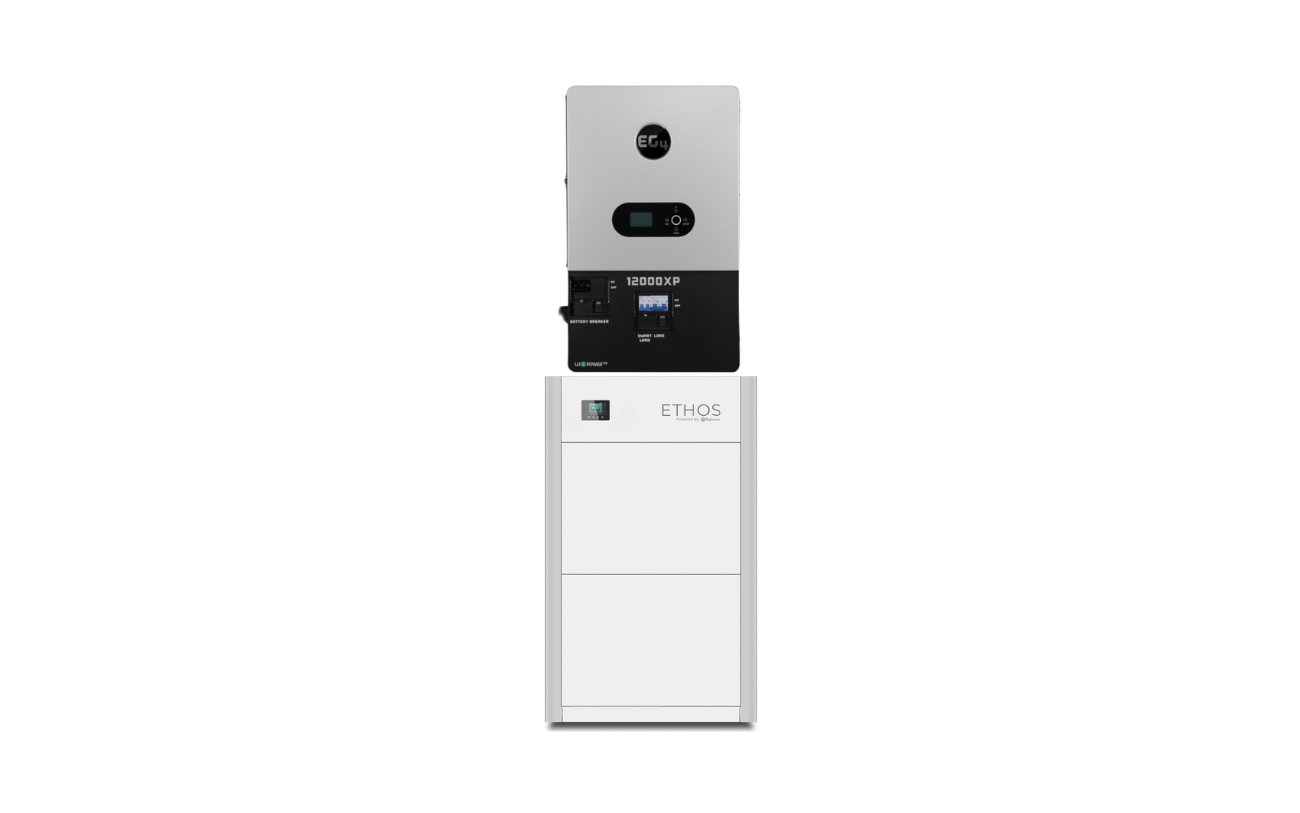 BigBattery ETHOS battery stack with EG4 12000XP V2 off-grid inverter