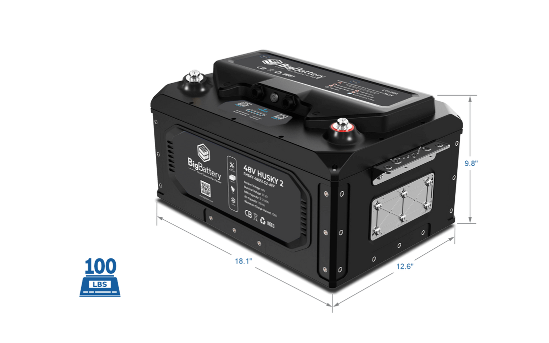 BigBattery 48V HUSKY 2 INV lithium battery, side view