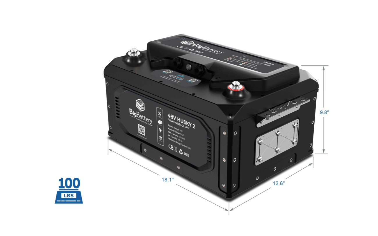 BigBattery 48V HUSKY 2 INV lithium battery, side view