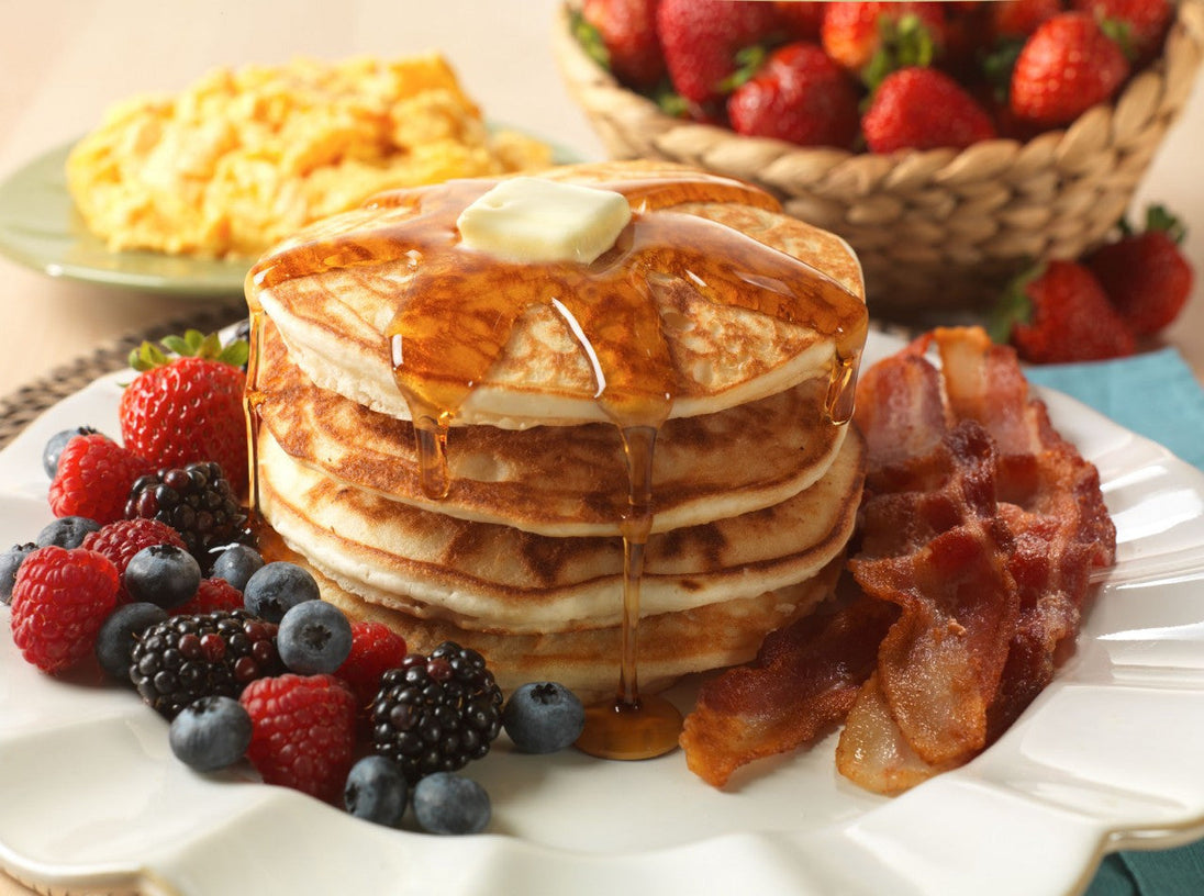 Legacy Food Storage 120 Serving Breakfast Bucket prepared pancakes serving