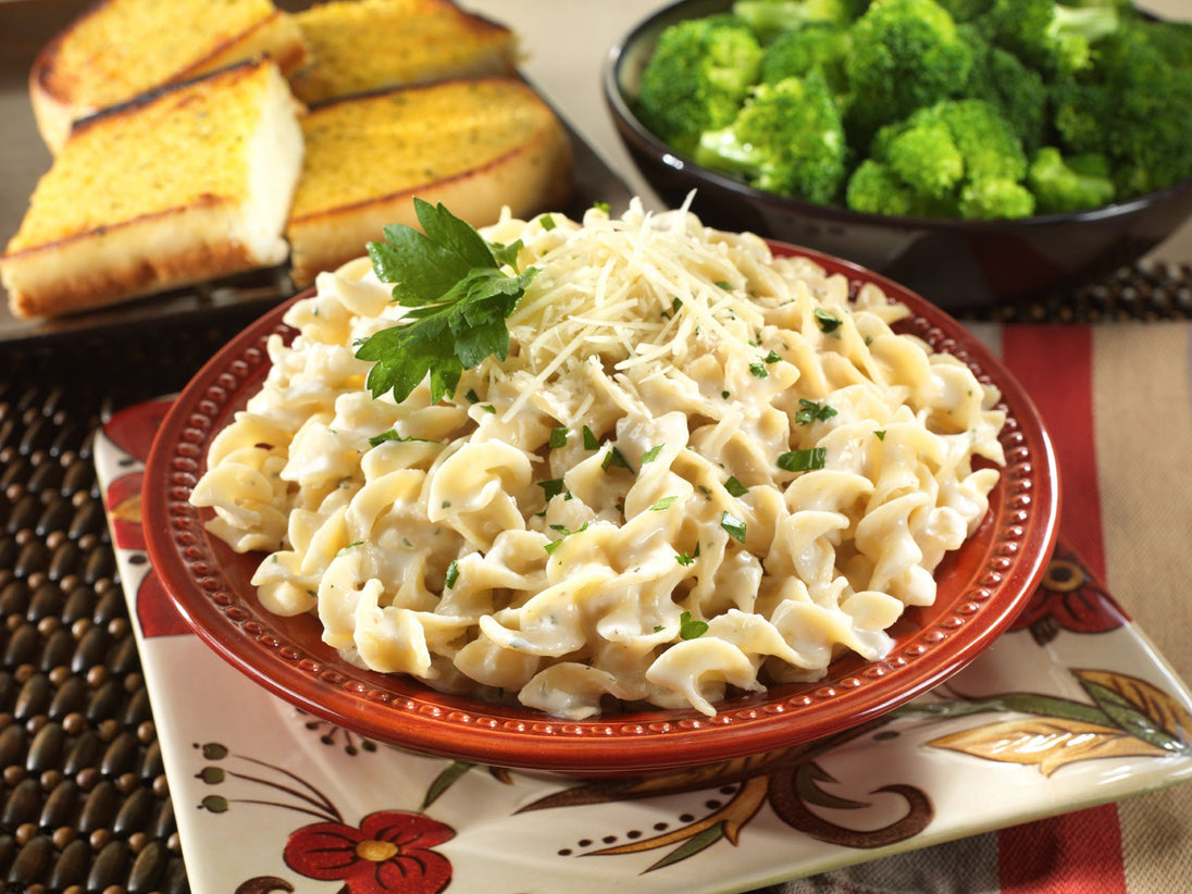 Legacy Food Storage 79 Serving Entrée Chicken Combo Bucket prepared pasta alfredo meal