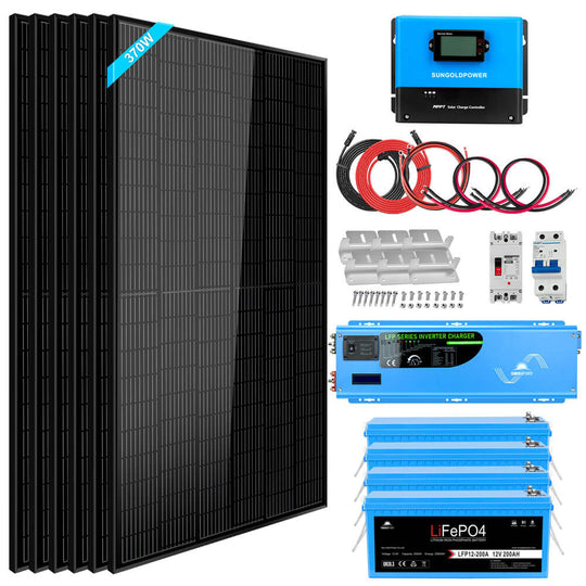 Sungold Power SGK-PRO64 RV off-grid solar kit, 6000W 48V with 10.24kWh lithium battery and 6 x 370W solar panels