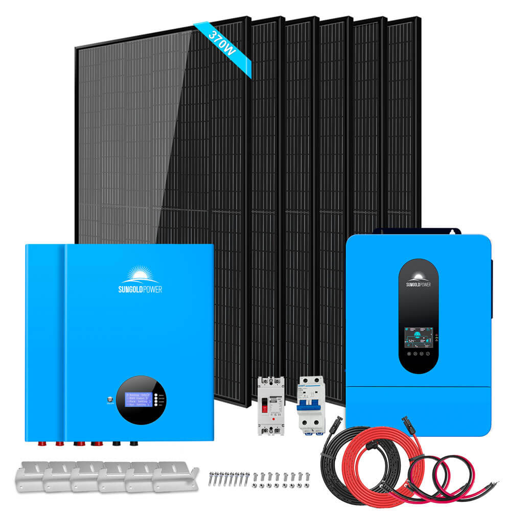 Sungold Power SGM-6510M off-grid solar kit, 6500W 48V with 10.24kWh PowerWall battery and 6 x 370W solar panels