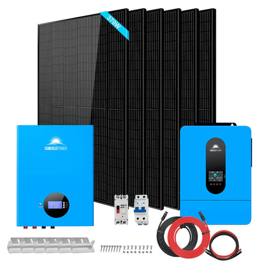 Sungold Power SGM-655M RV off-grid solar kit, 6500W 48V with 5.12kWh PowerWall battery and 6 x 370W solar panels