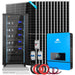 Sungold Power SGR-10K25S off-grid solar kit: 12 x 550W panels, 5 x SG48100P batteries in enclosed cabinet, 10kW split-phase inverter, breakers and cabling