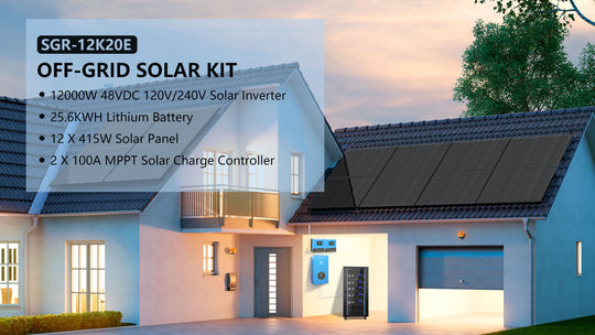 Sungold Power SGR-12K20E off-grid solar kit, 12000W 48V with 25.6kWh lithium battery and 12 x 415W solar panels