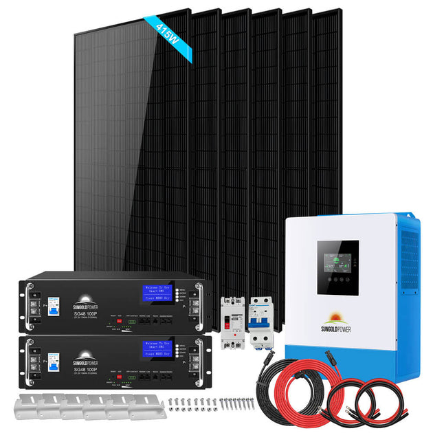 Sungold Power SGR-5KE RV off-grid solar kit, 5000W 48V with 10.24kWh lithium battery and 6 x 415W solar panels