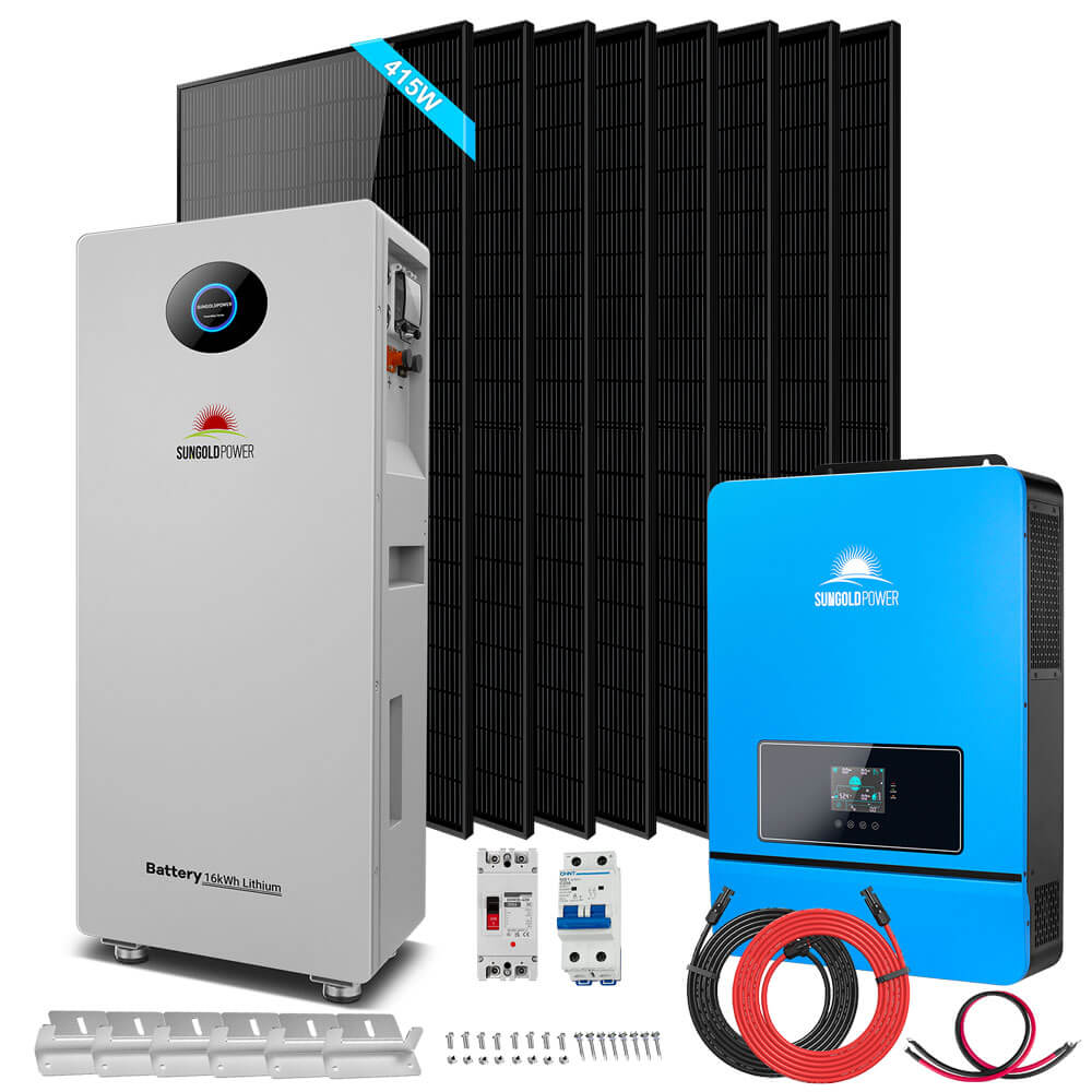 Sungold Power SGR-8K16P off-grid solar kit, 8000W 48V with 16.07kWh lithium battery and 8 x 415W solar panels