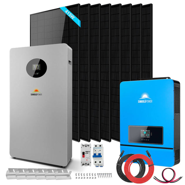 Sungold Power SGR-8K10T off-grid solar kit, 8000W 48V with 10.24kWh lithium battery and 8 x 415W solar panels