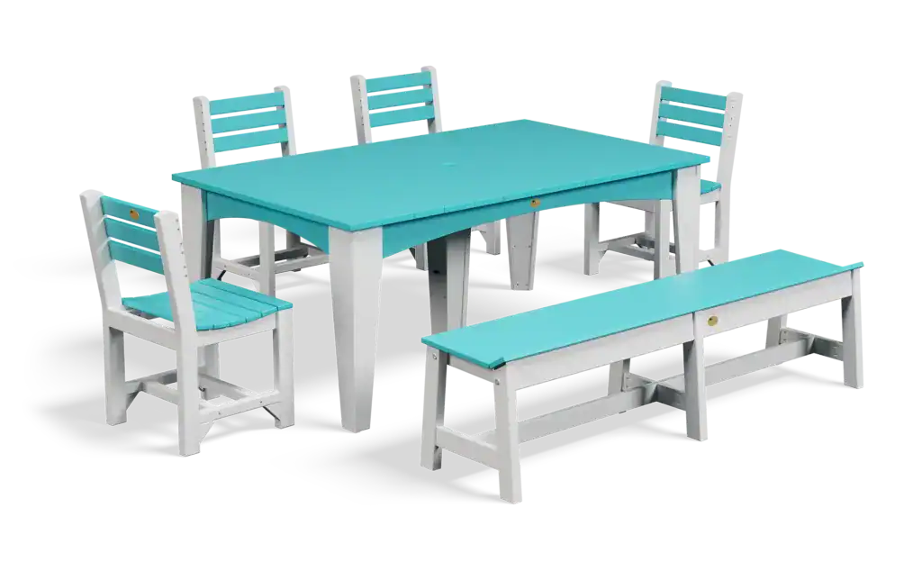 LuxCraft Island side chairs at a rectangular poly dining table