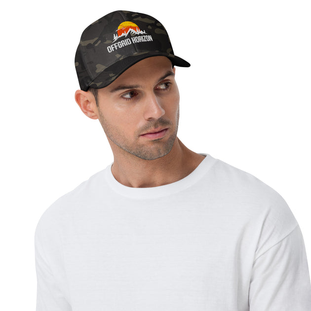 OffGrid Horizon structured twill cap in Multicam Black, navy and white
