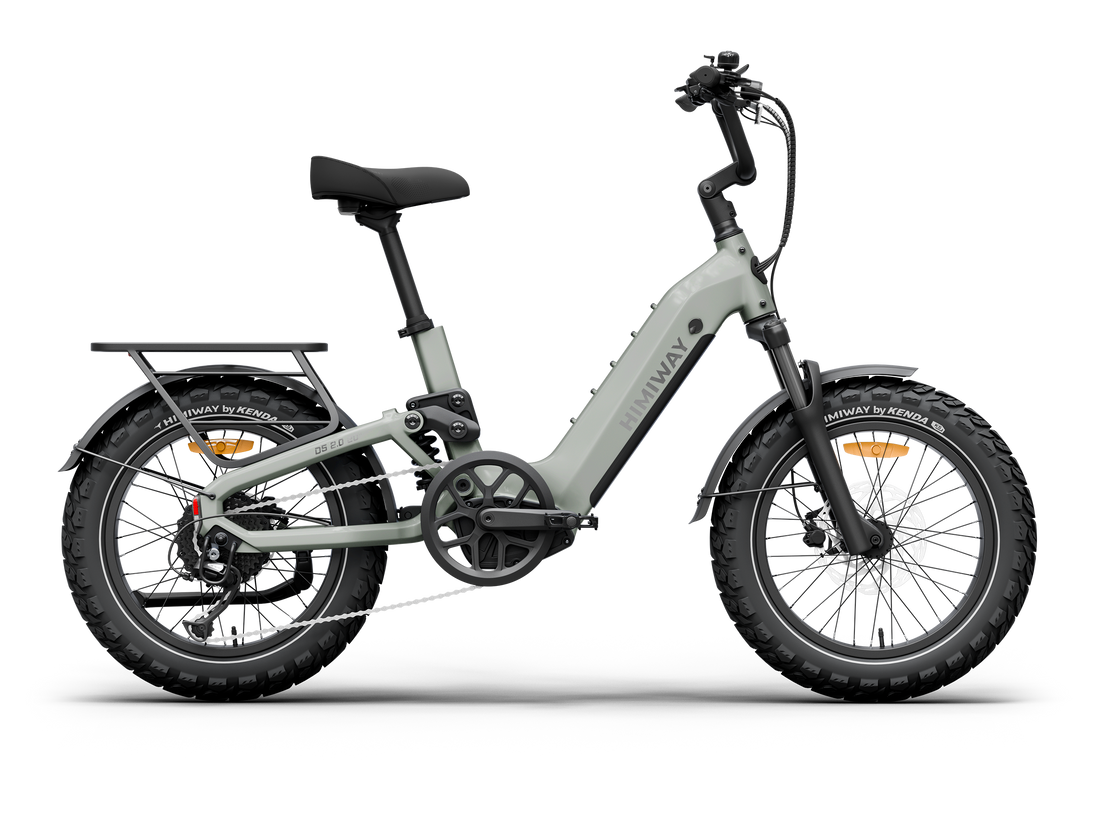 Himiway D5 2.0 20 inch step-thru fat tire e-bike in Sage, side view