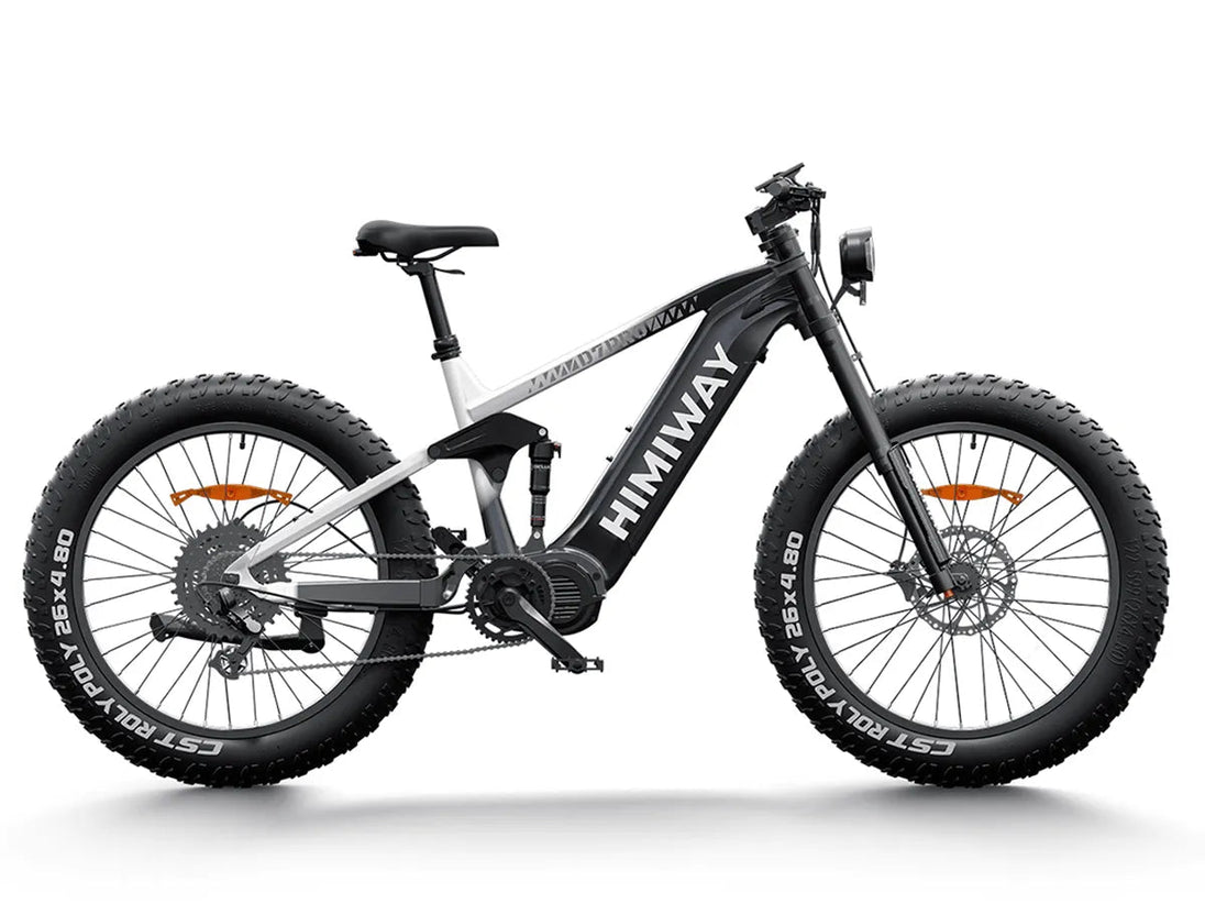 Himiway D7 Pro mid-drive fat tire e-bike in Black and White Gradient, side view