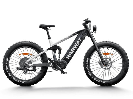 Himiway D7 Pro mid-drive fat tire e-bike in Black and White Gradient, side view