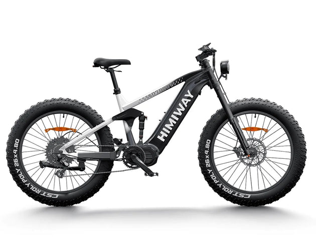 Himiway D7 Pro mid-drive fat tire e-bike in Black and White Gradient, side view