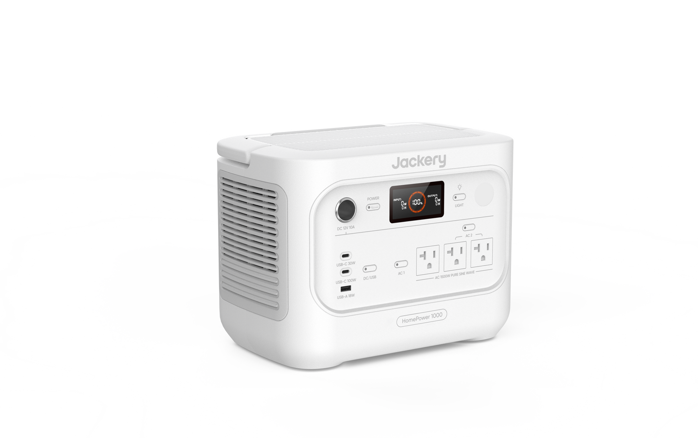Jackery HomePower 1000 v2 portable power station in White, perspective view