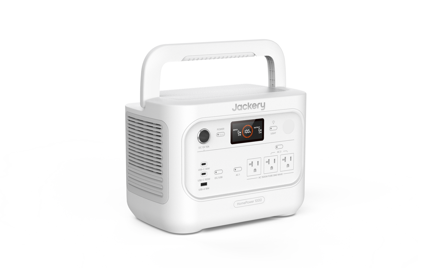 Jackery HomePower 1000 v2 portable power station in White, second perspective view