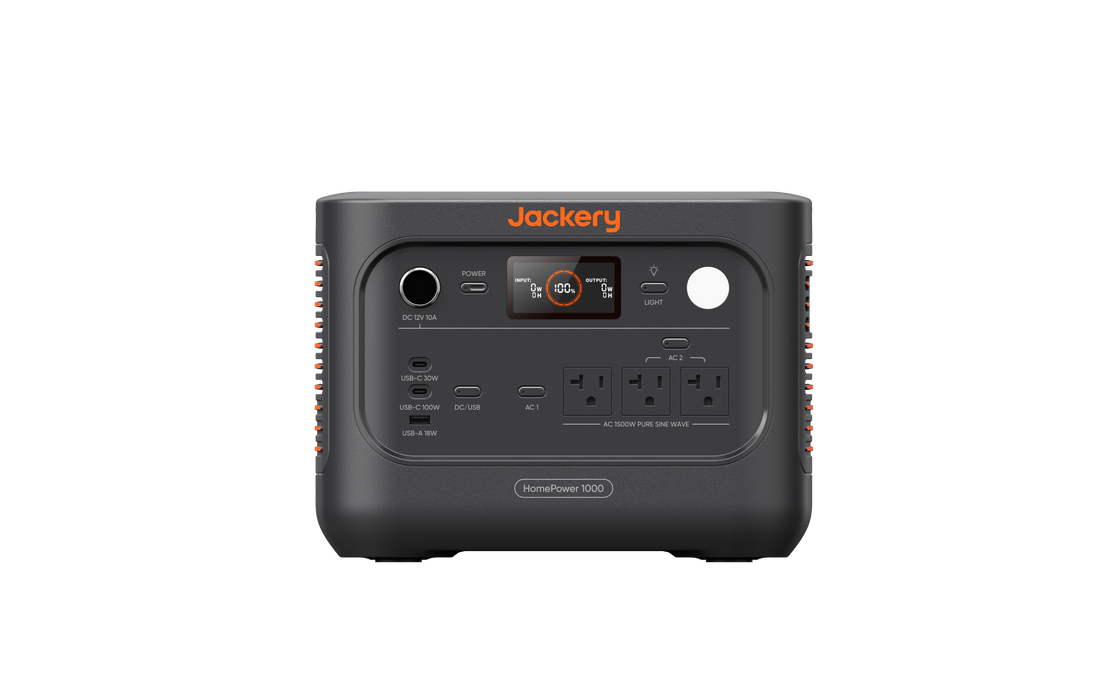 Jackery HomePower 1000 v2 portable power station in Black, front view