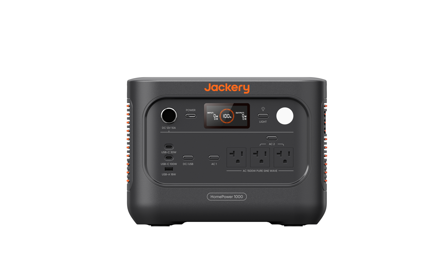 Jackery HomePower 1000 v2 portable power station in Black, front view