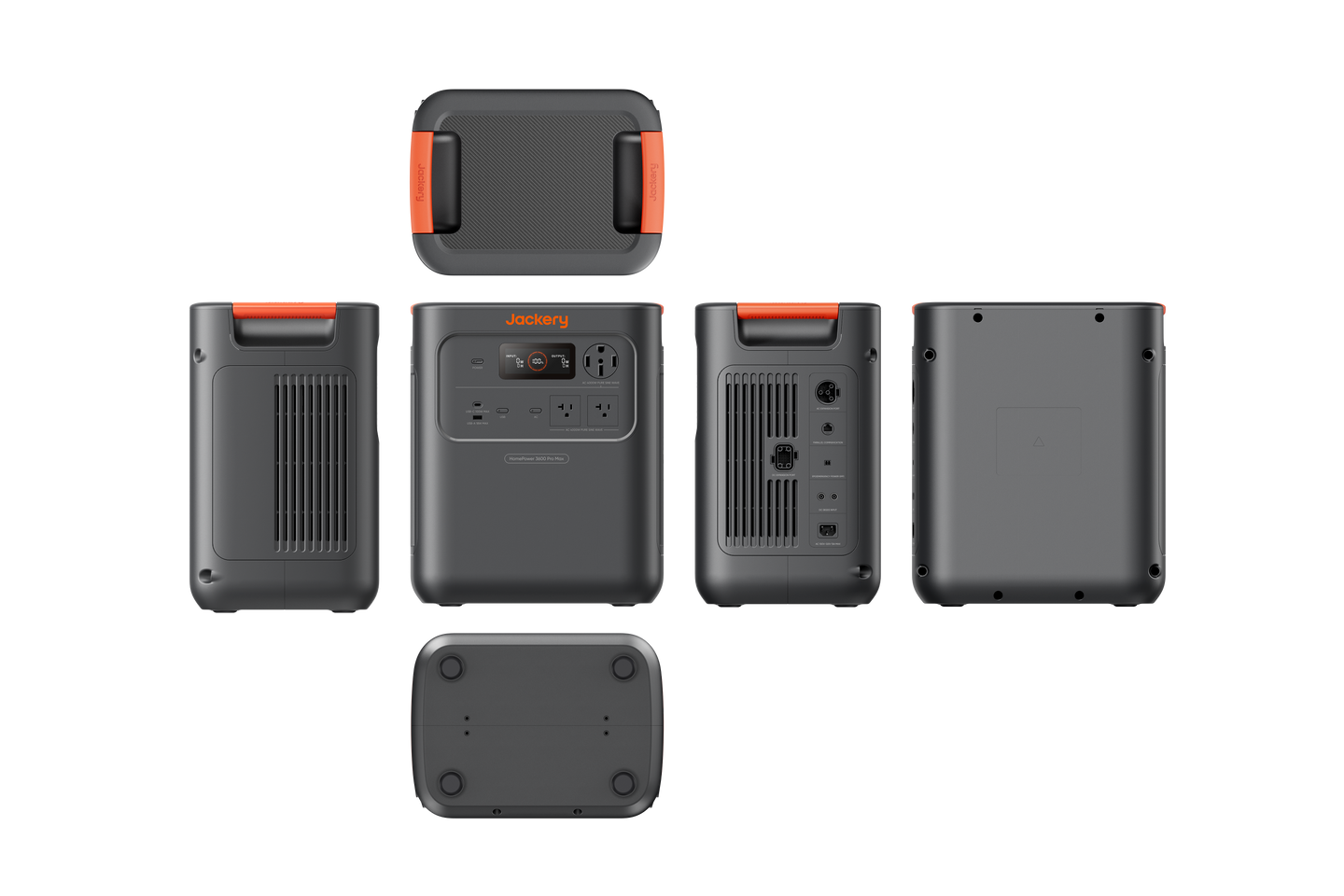 Jackery HomePower 3600 Pro Max shown from six angles