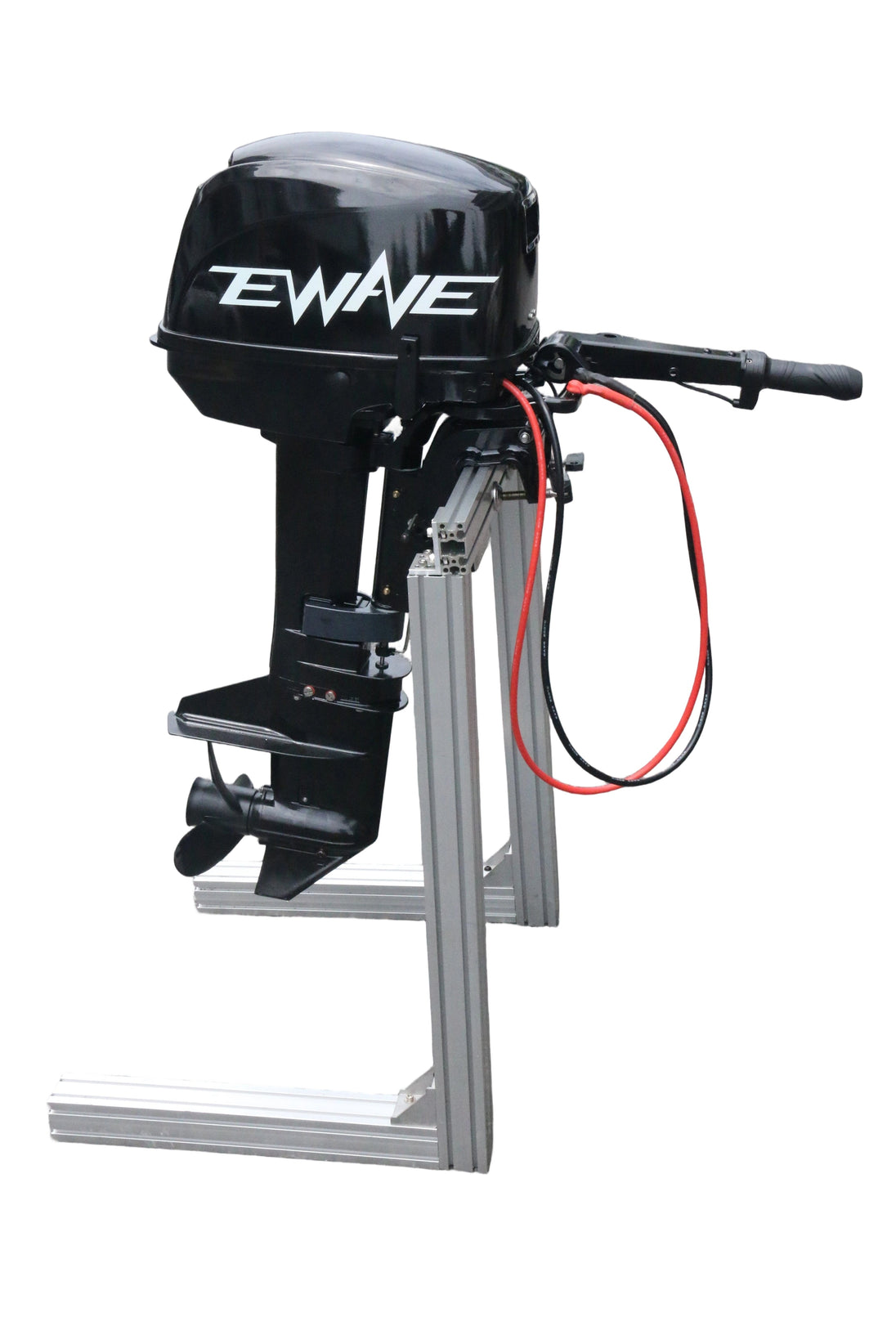 EWAVE 10 kW 48V electric outboard motor with tiller handle, side view