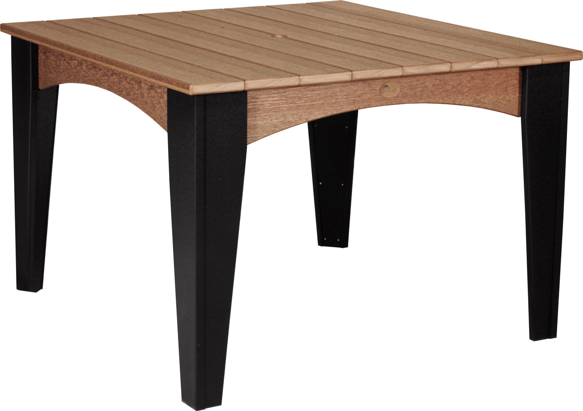 LuxCraft Island 44 inch square poly dining table in Antique Mahogany and Black