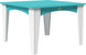 LuxCraft Island 44 inch square poly dining table in Aruba Blue and White