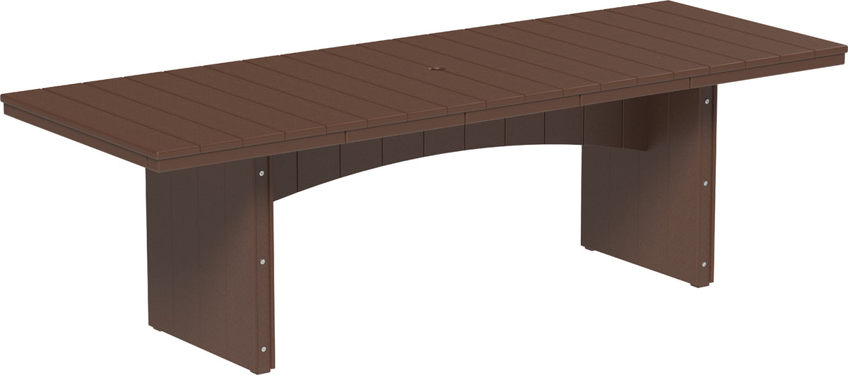 LuxCraft Urban 3' x 8' rectangular poly dining table in Chestnut Brown