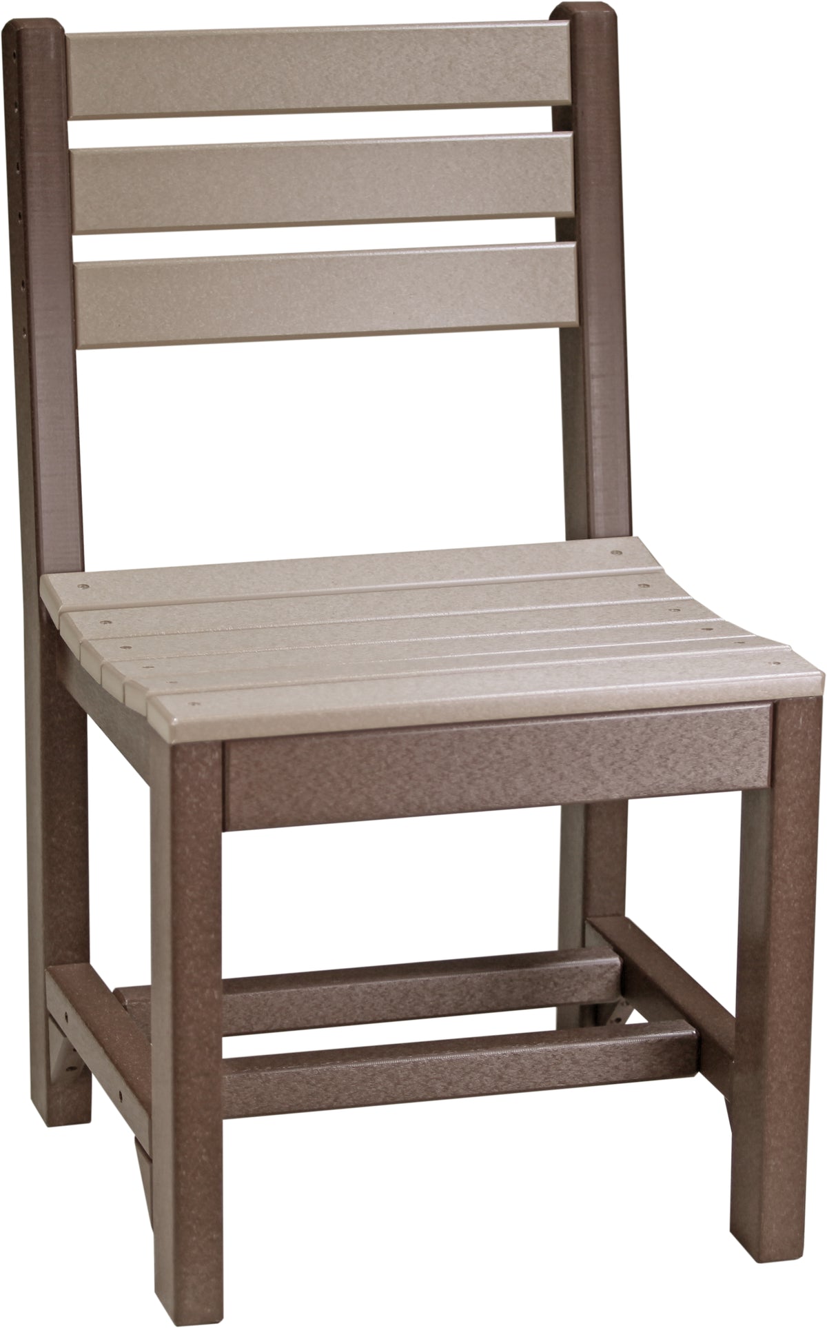 LuxCraft Island poly dining side chair in Weatherwood and Chestnut Brown