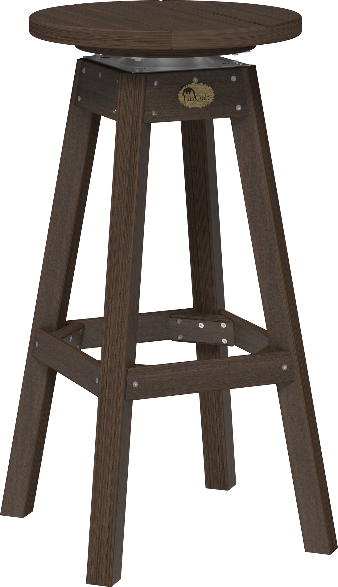 LuxCraft poly swivel bar stool in Brazilian Walnut