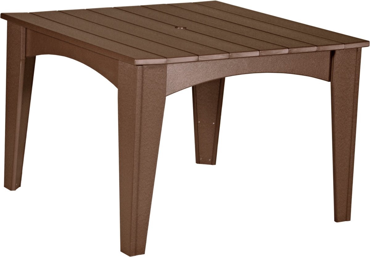 LuxCraft Island 44 inch square poly dining table in Chestnut Brown