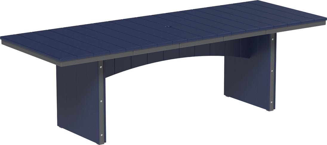 LuxCraft Urban 3' x 8' rectangular poly dining table in Patriot Blue and Slate