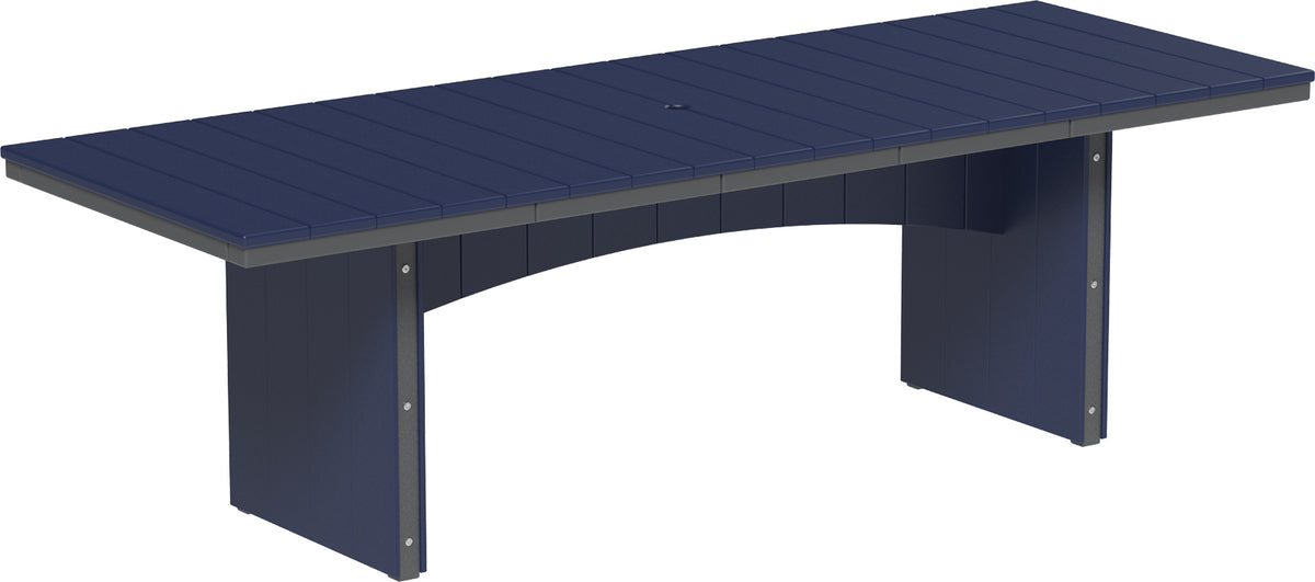 LuxCraft Urban 3' x 8' rectangular poly dining table in Patriot Blue and Slate